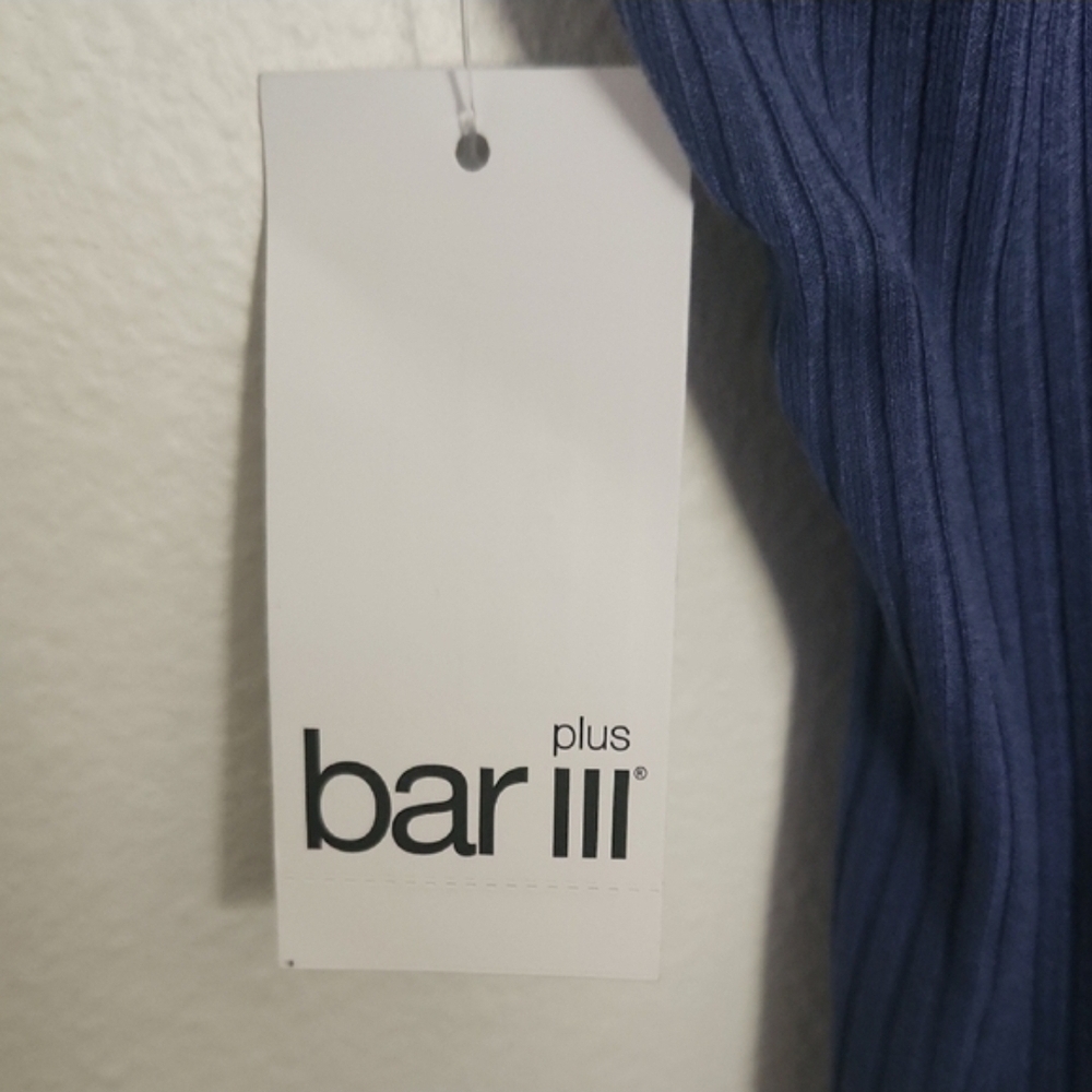 Bar III Navy Ribbed Sleeveless Midi Dress - Picture 2 of 3